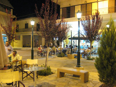 village square at night
